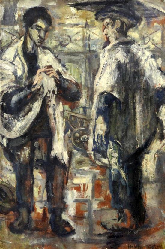 Helen Grunwald (1925-88) Two Porters, Billingsgate 36 x 24cm.